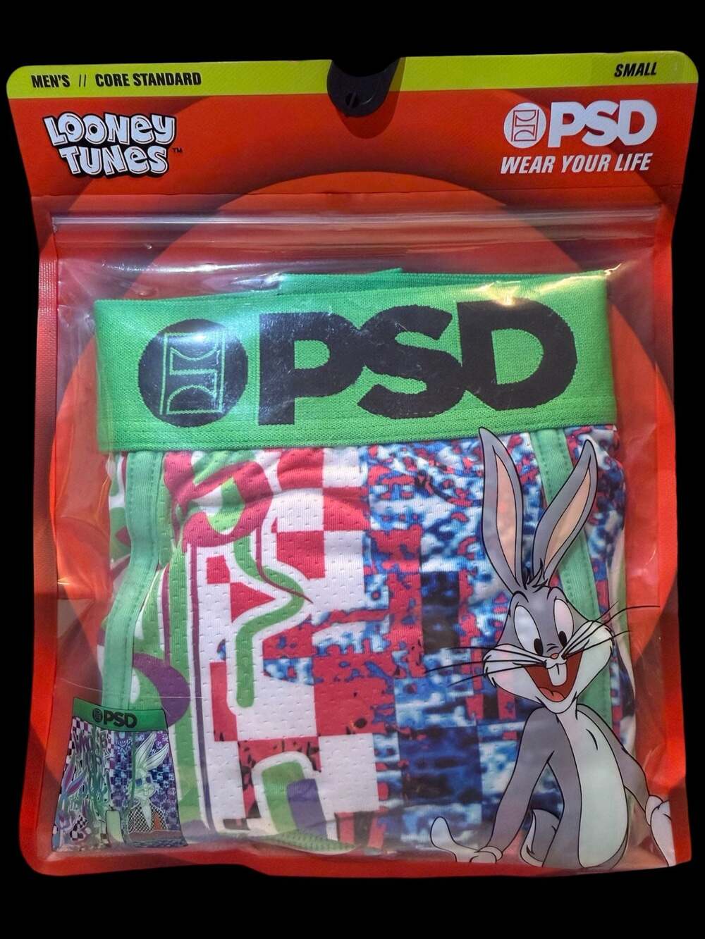 PSD x Looney Tunes Bugs Bunny Glitch Men's Boxer Briefs Size Small